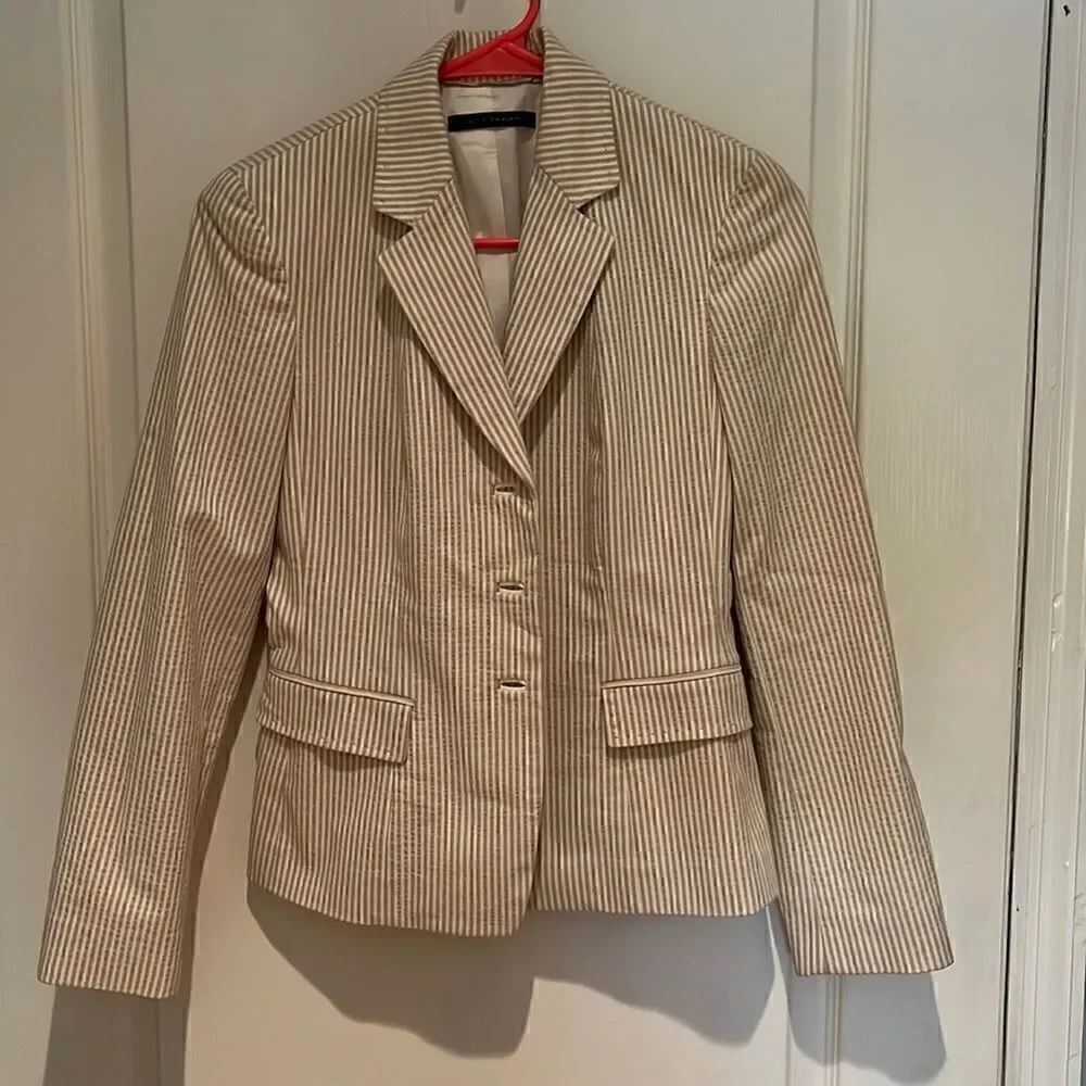 Elise Tahari beige seersucker blazer Size S